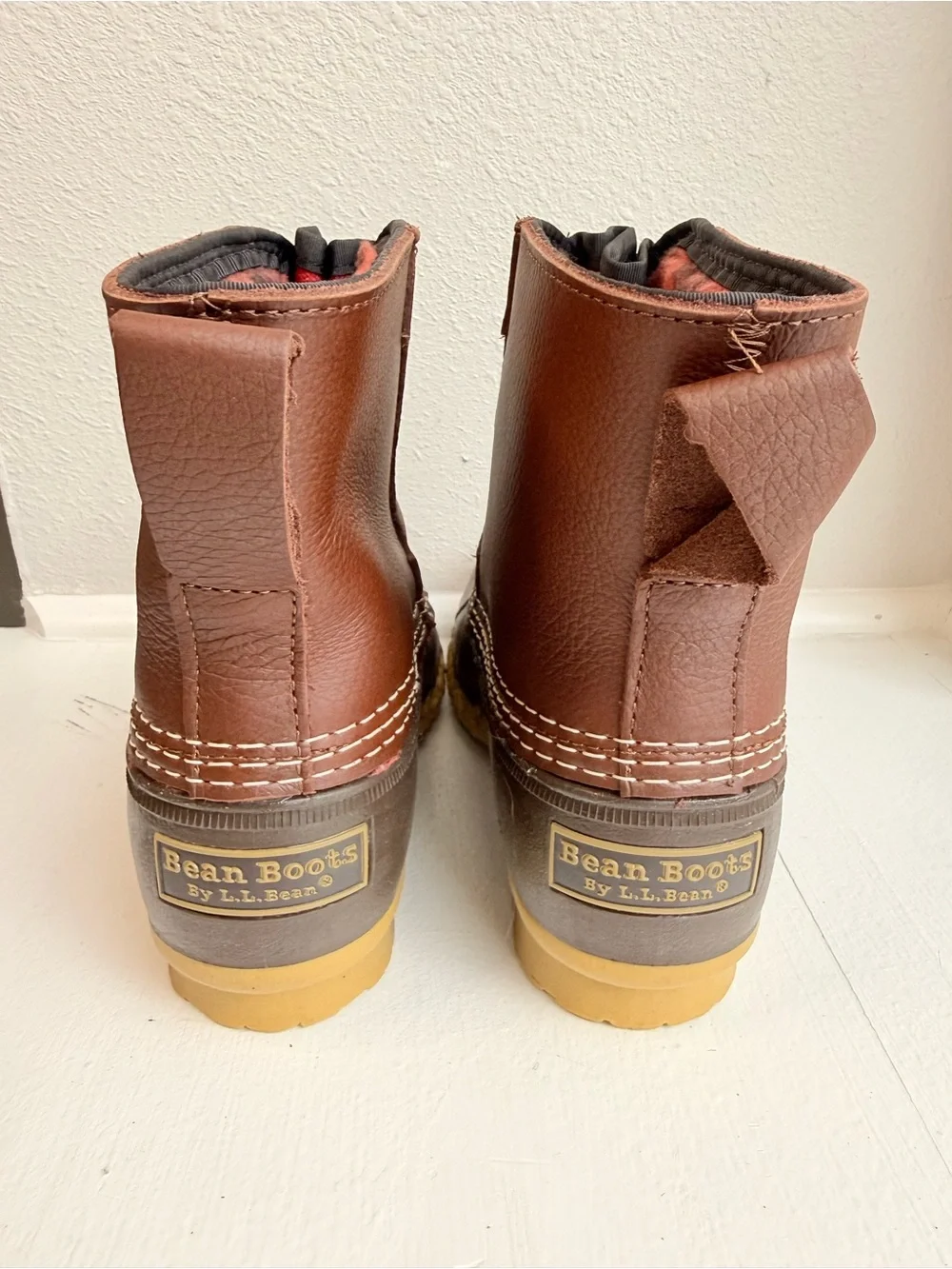 L.L. Bean Brown & Dark Brown Women's Winter Rain Boots with Front Zipper